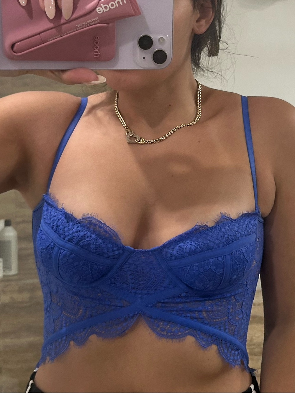 Urban Outfitters Royal Blue Lace Crop Bralette